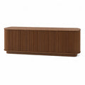 Credenza buffet rettangolare in pannello truciolare effetto noce marrone con ante a doghe verticali 180 cm x 45 cm x 80 cm