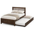 Letto matrimoniale rettangolare 160x200 cm in legno di pino e MDF marrone noce scuro con letto estraibile 90x190 cm