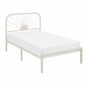 Letto singolo rettangolare 90x200 cm in acciaio verniciato bianco crema con testiera a raggi